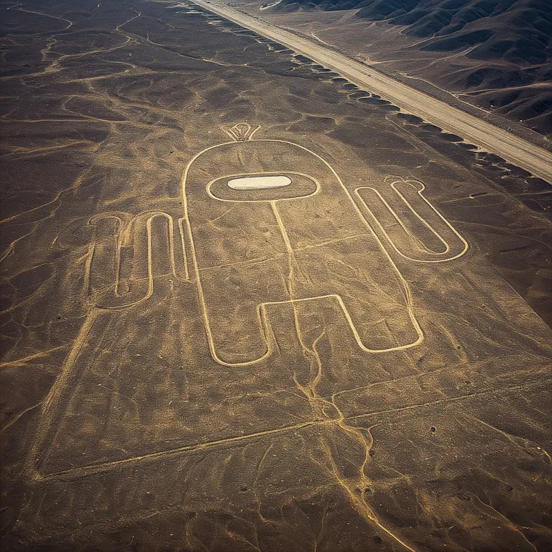 Aerial Geoglyph Of Game Character