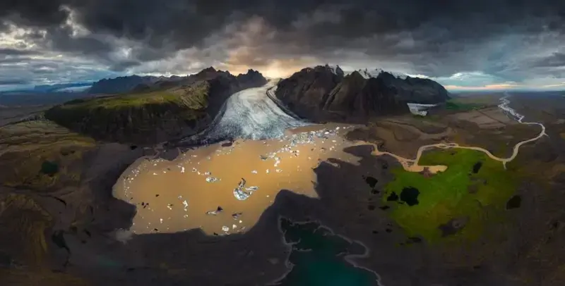 Aerial View Of Icelandic Glacier