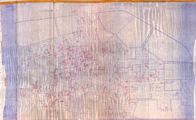 Aged Street Map With Markings