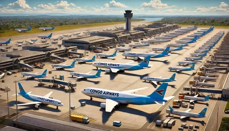 AI Busy Airport Terminal Scene