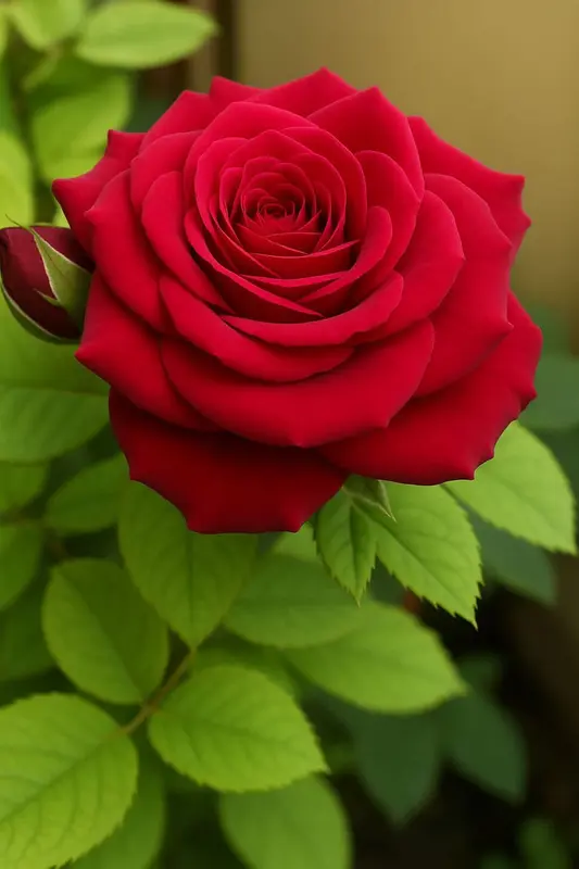 AI-Generated Red Rose Close-up