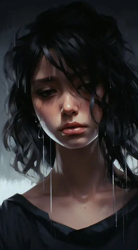 AI-generated Somber Woman Portrait