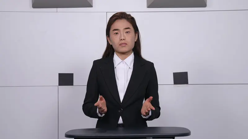 AI-generated Speaker At Podium