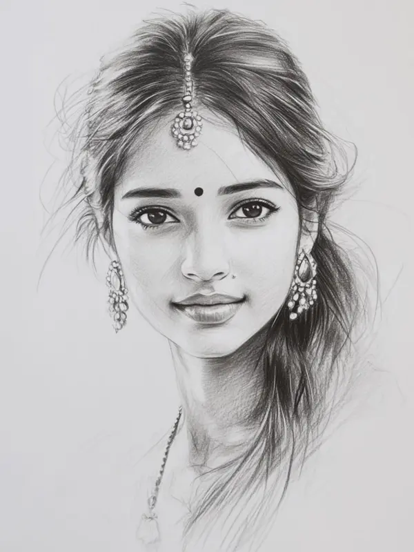 AI Pencil Sketch Woman Portrait