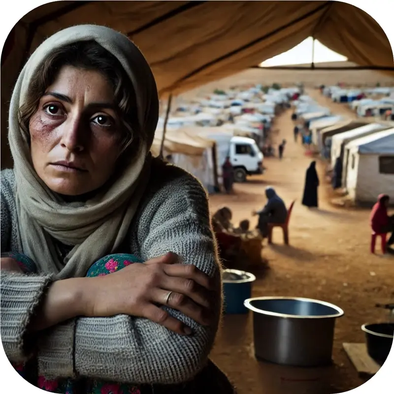 AI Refugee Camp Woman Portrait