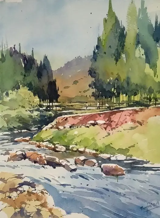 AI Watercolor Landscape