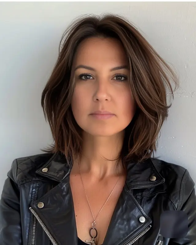 AI Woman Leather Jacket Portrait