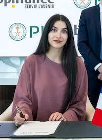 AI Woman Signing Document
