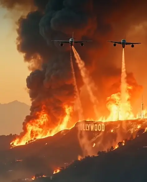 Aircraft Battling Hollywood Wildfire