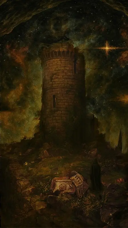 Ancient Tower Under Starry Sky