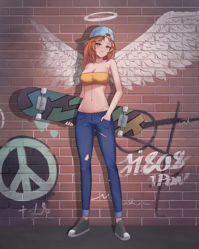 Angel Skater Graffiti Backdrop
