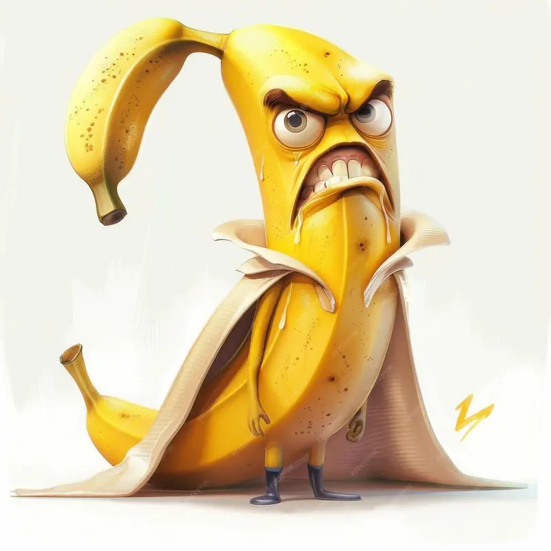 Angry Banana Superhero Cartoon
