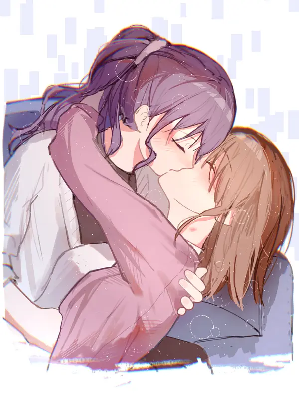 Animated Characters Intimate Embrace