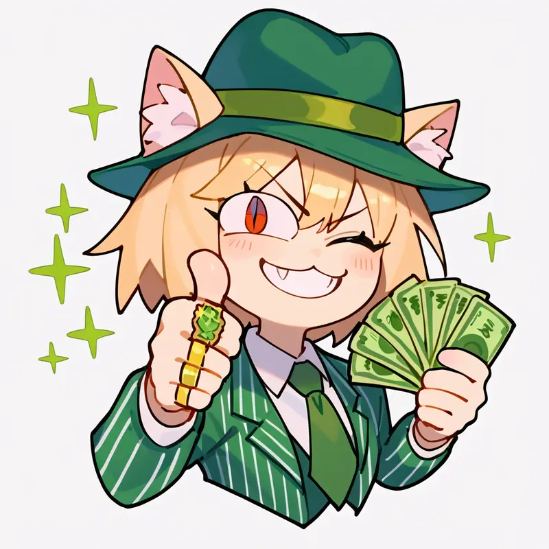 Anime Cat Character With Money