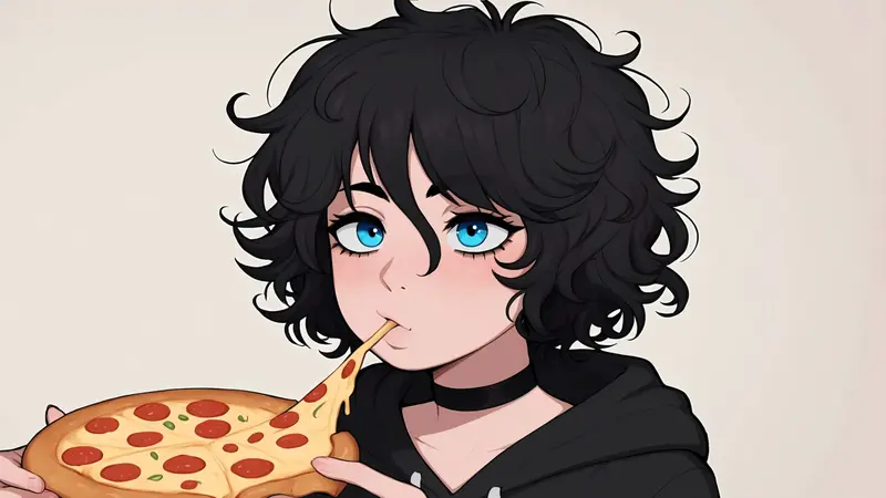 Anime Character Eating Pizza