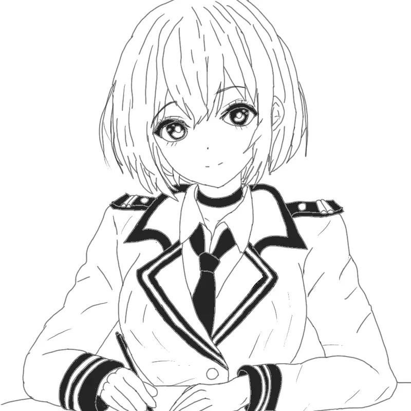 Anime Character Line Art