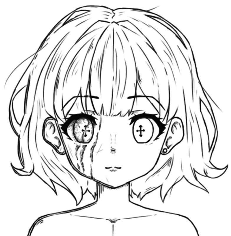 Anime Character Line Art