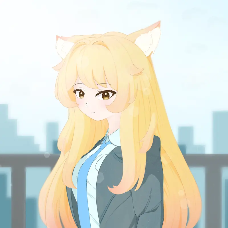 Anime Fox-eared Girl Illustration