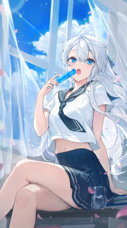 Anime Girl Eating Popsicle