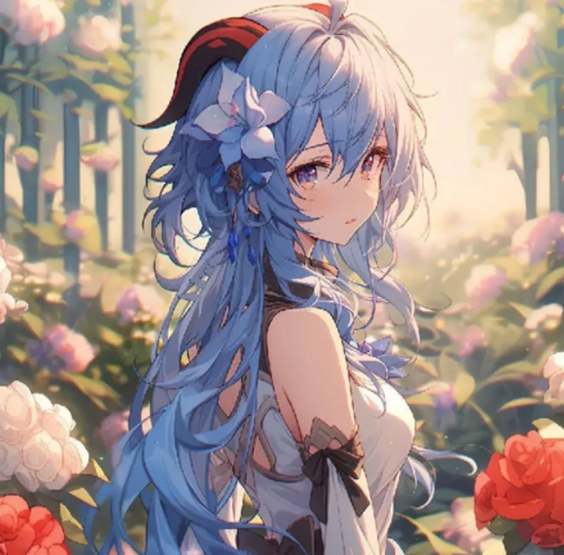 Anime Girl In Floral Setting