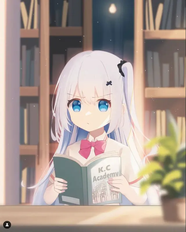 Anime Girl Reading Book