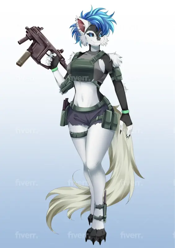 Anthropomorphic Character With Weapon