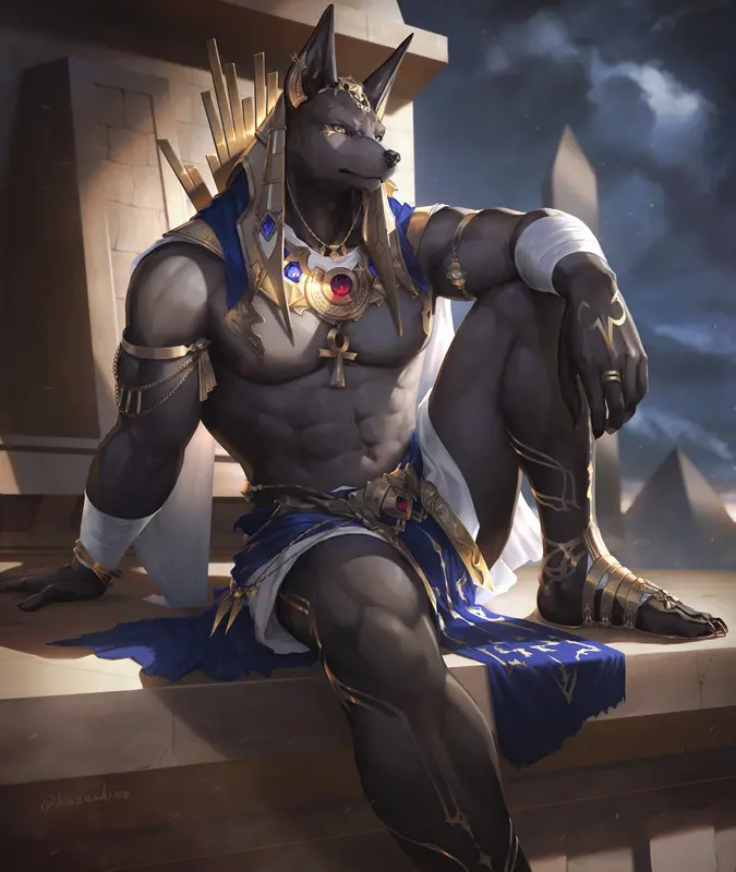 Anthropomorphic Egyptian God Illustration