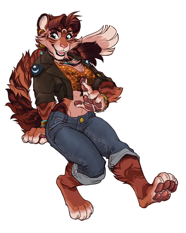 Anthropomorphic Feline Character Illustration