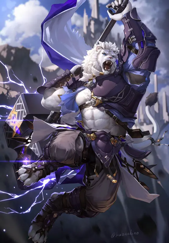 Anthropomorphic Lion Warrior Art