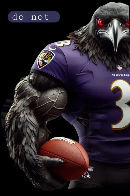 Anthropomorphic Raven Football Player