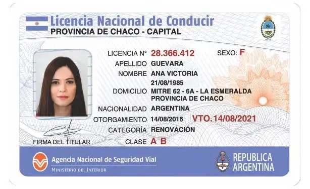 Argentine Driver's License Sample