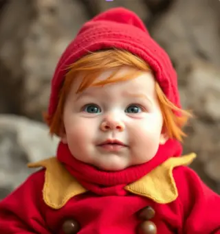 Baby In Red Outfit Portrait
