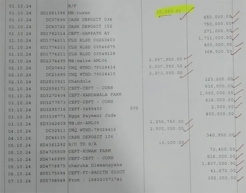 Bank Transaction Statement Details
