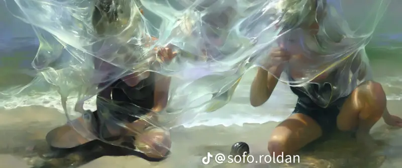 Beach Figures With Soap Bubbles