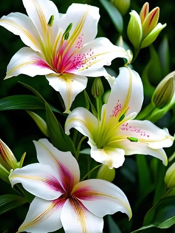 Beautiful White Lilies In Bloom