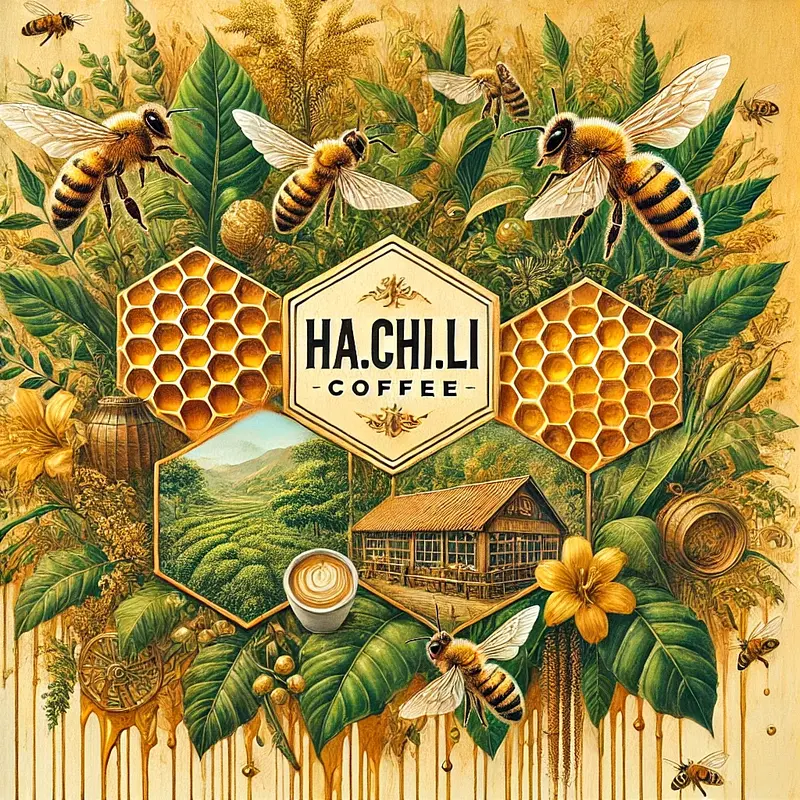 Bees And Coffee Hexagonal Design