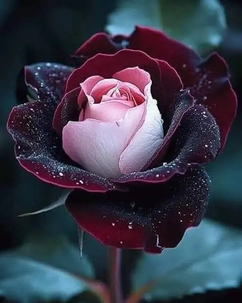 Bi-colored Rose With Droplets