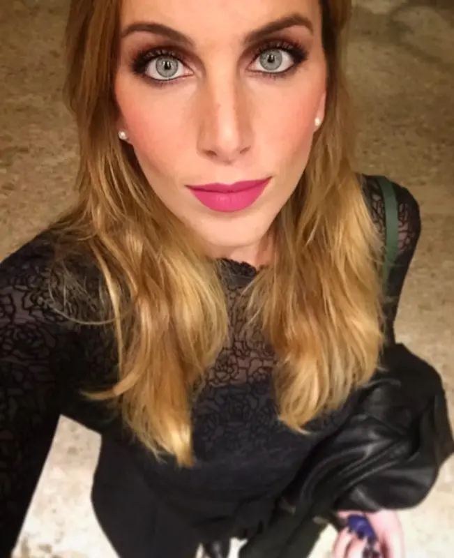 Blonde Selfie With Pink Lipstick