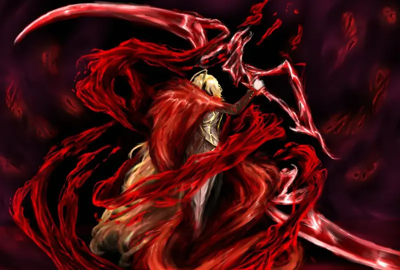 Blonde Warrior With Crimson Scythe
