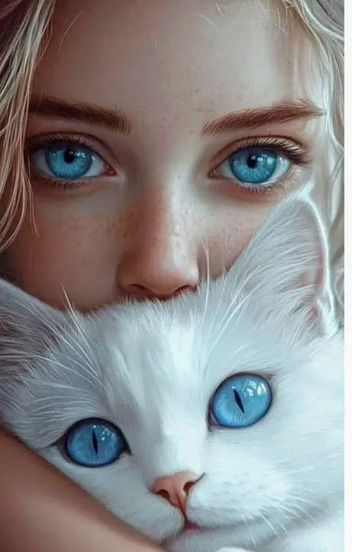 Blue-eyed Person And Cat
