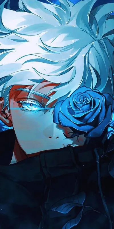 Blue Haired Figure With Rose
