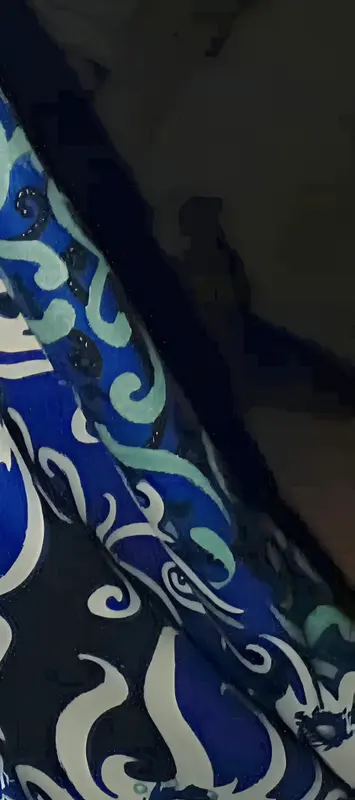 Blue Patterned Fabric Close-up
