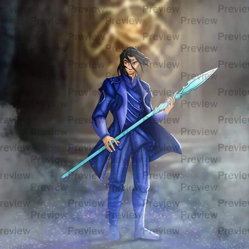 Blue Warrior With Spear