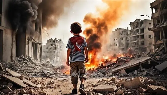 Boy In War-torn Ruins