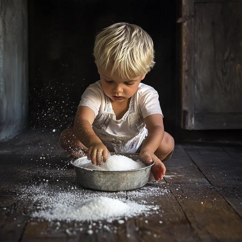 Boy Playing With Sugar