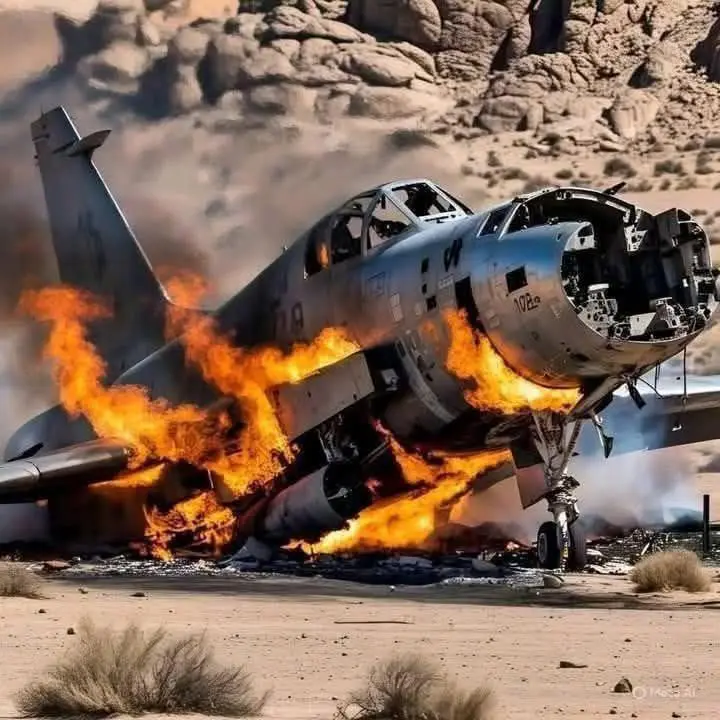 Burning Plane In Desert