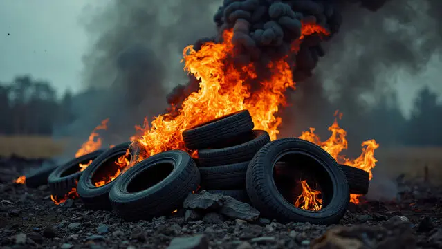 Burning Tires With Smoke
