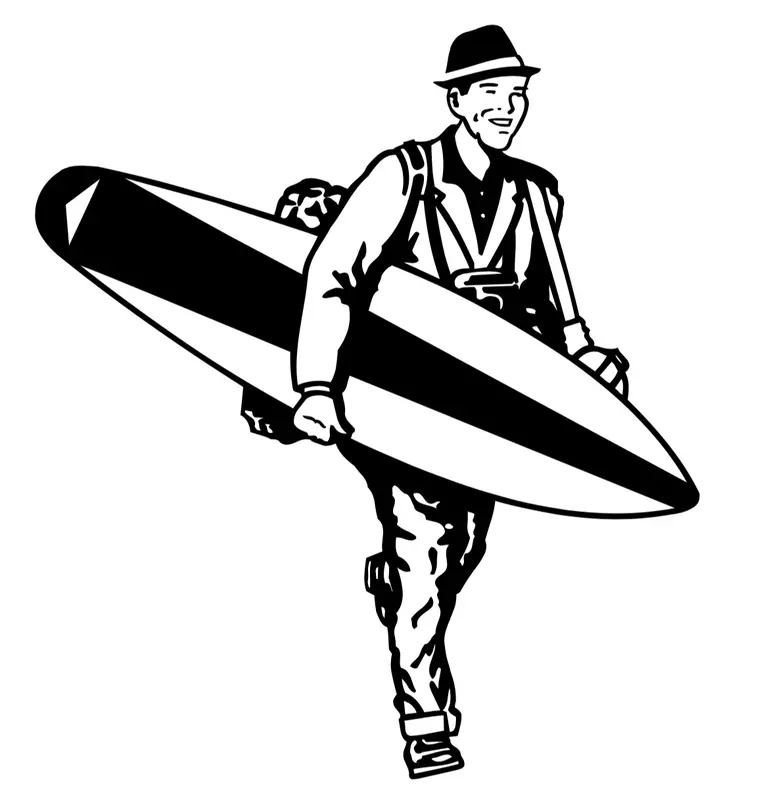 Businessman Carrying Surfboard