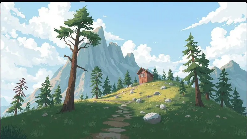 Cabin On Mountainous Landscape