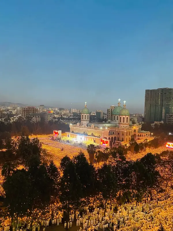 Candlelit Church Gathering At Dusk